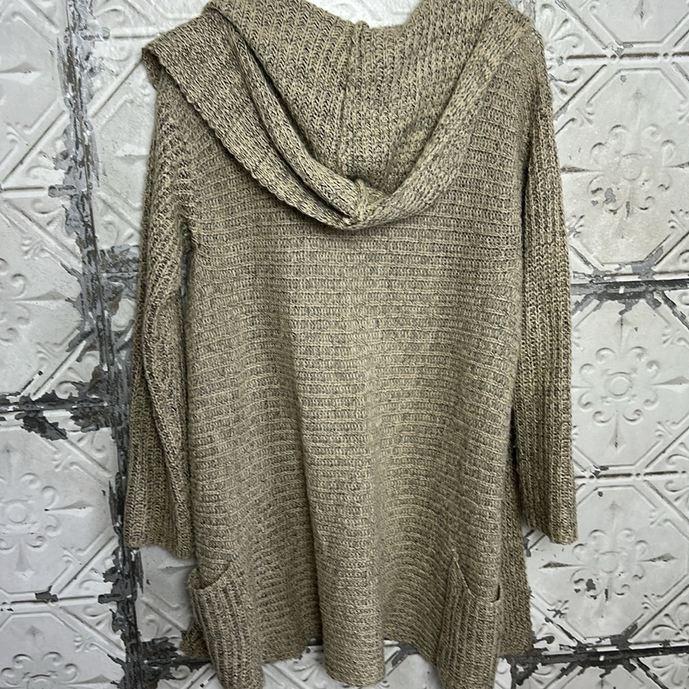 Cozy Knit hooded open cardigan with pockets